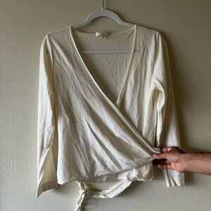 ANN MASHBURN Cream Wrap Blouse size medium